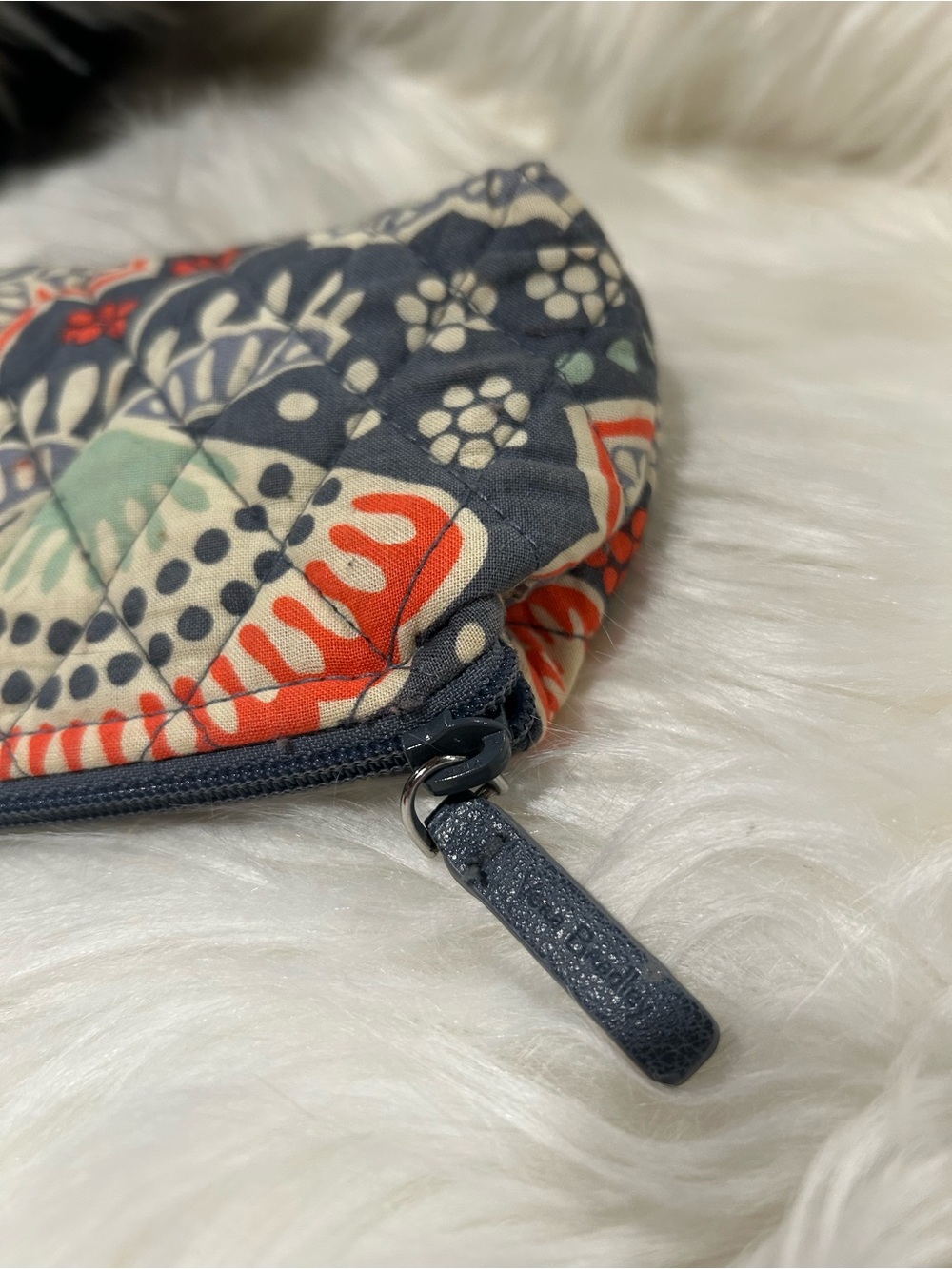 Floral Print Zipper Pouch - Navy, Coral & Mint - Picture 4 of 5